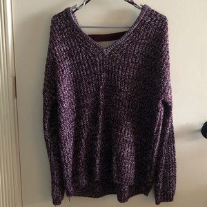 V-Neck Low-Back Pullover Sweater